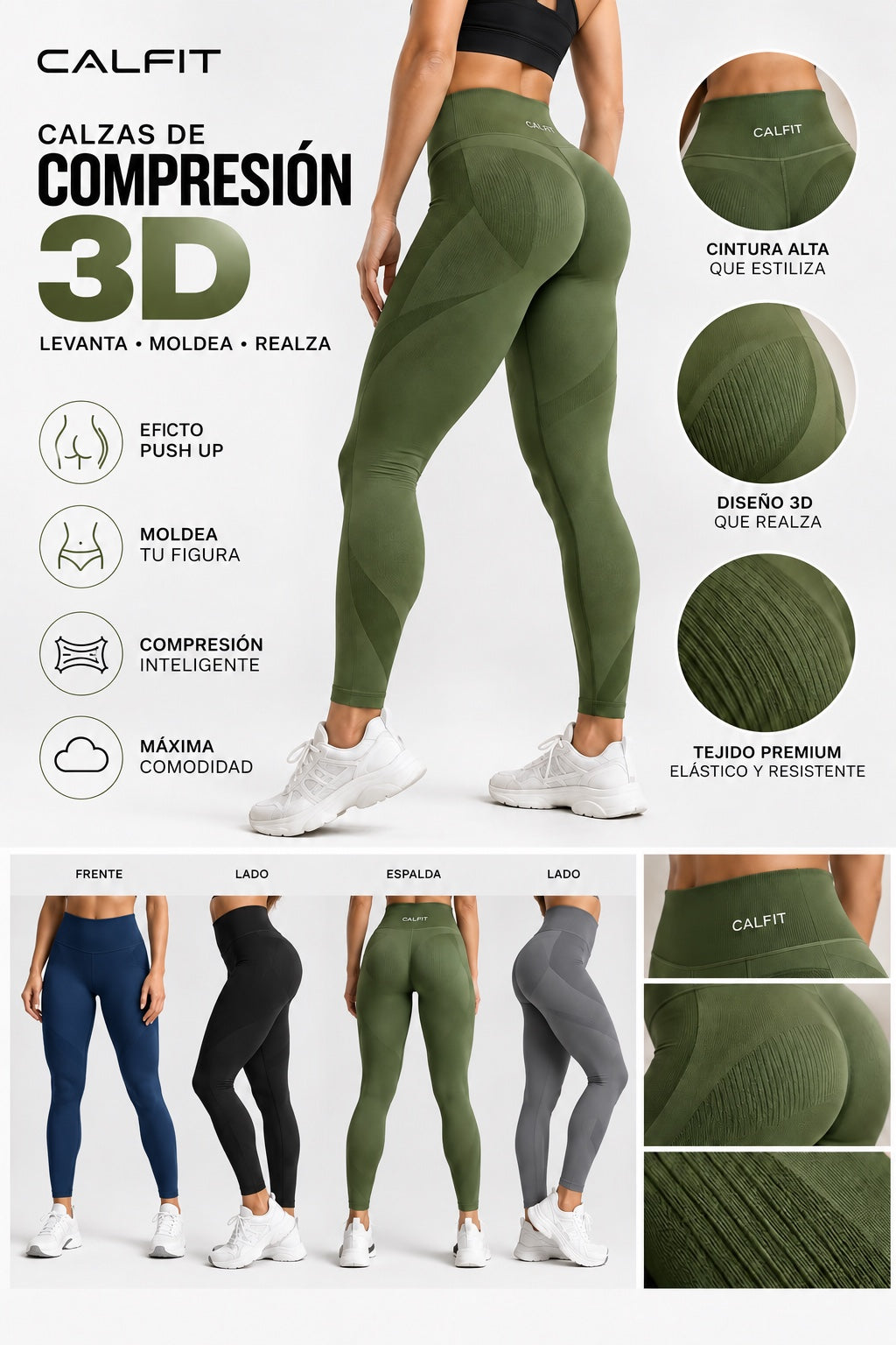 Calzas CALFIT de compresión 3D: levanta, moldea y realza