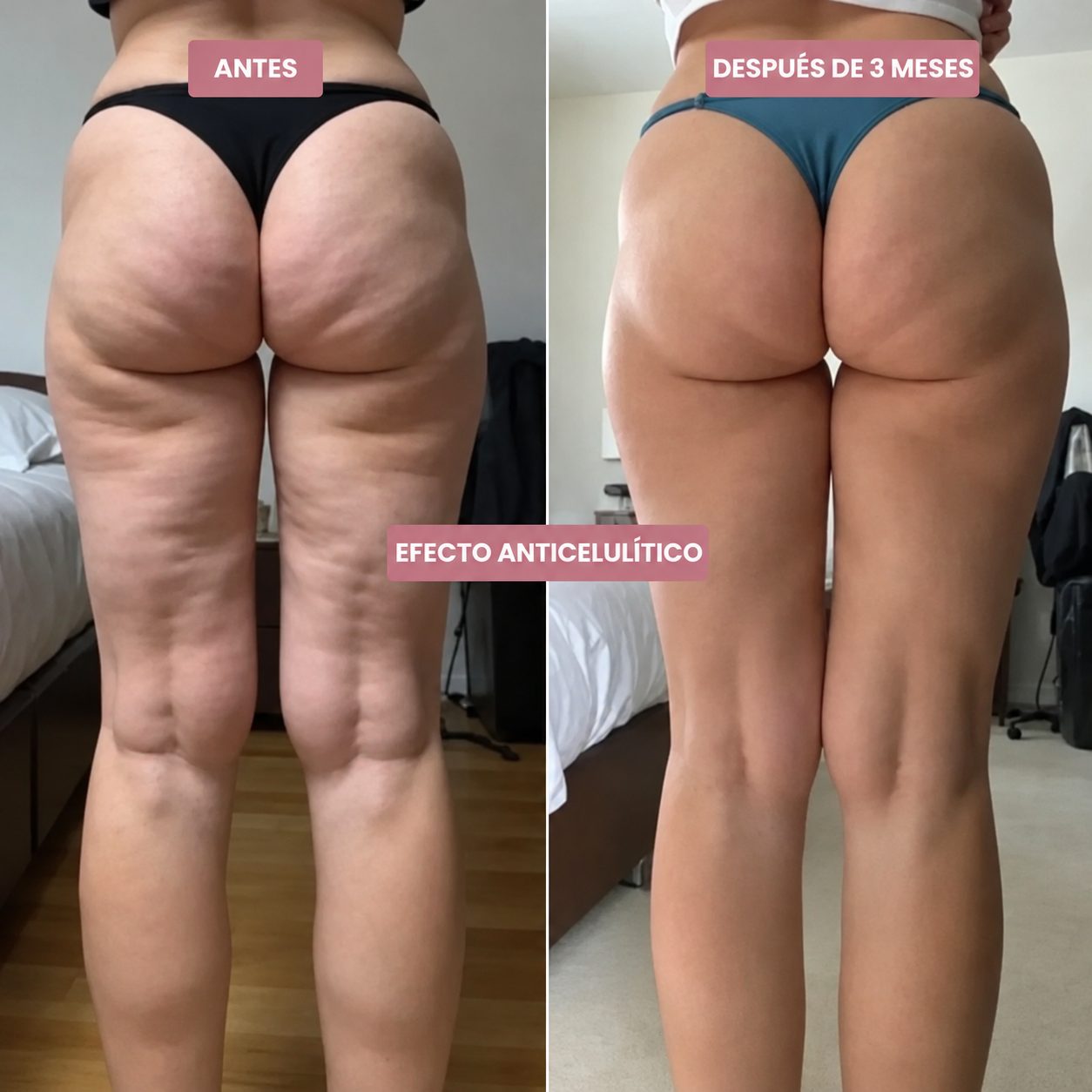 Antes y después de 3 meses: efecto anticelulítico